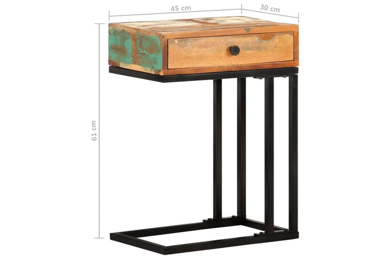 U-Formet Sidebord 45X30X61 cm Massivt Genbrugstræ - Flerfarvet - Møbler - Borde - Aflastningsbord - Lampebord