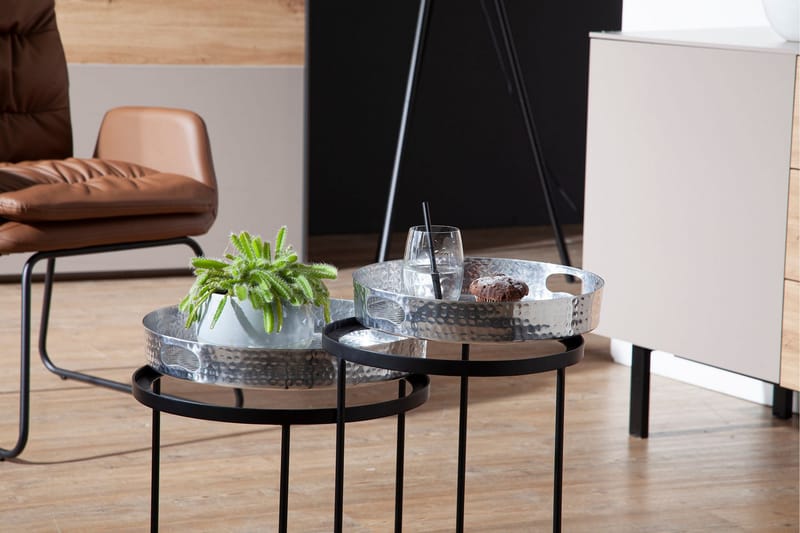 Wilhem Sidebord 33 cm Rund - Sølv - Lampebord - Bakkebord & små borde