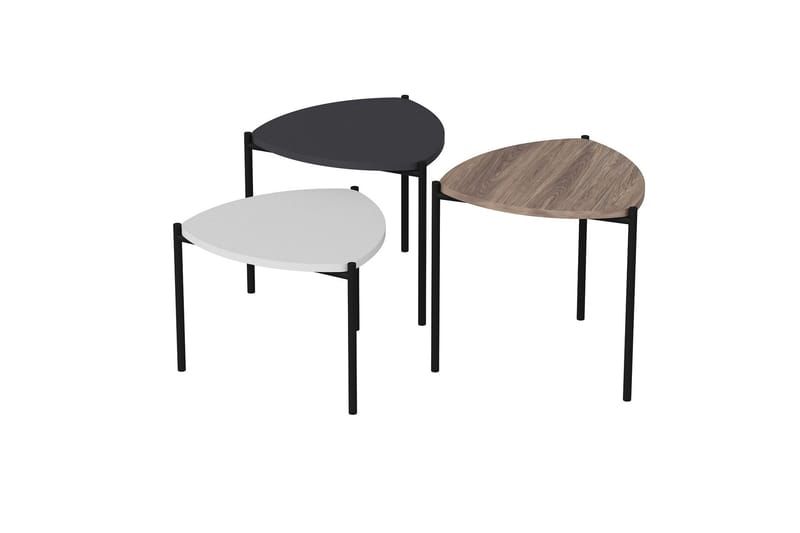 Lenny Sætborde - Hvid/Antracit/Valn ød - Møbler - Borde - Aflastningsbord - Indskudsborde