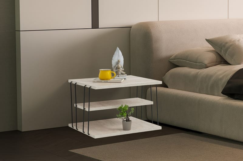 Lifon Sidebord 50 cm - Sort/Marmor - Møbler - Borde - Aflastningsbord - Lampebord