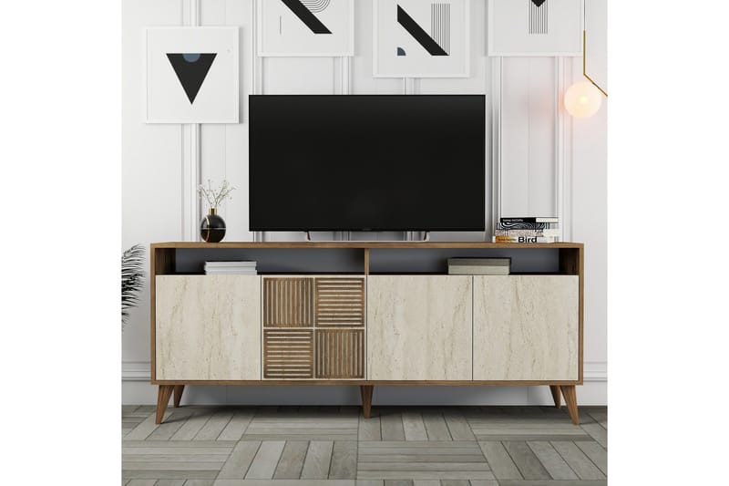 Lissione Konsolbord 180 cm - Valnød/Beige - Møbler - Borde - Aflastningsbord - Entrébord