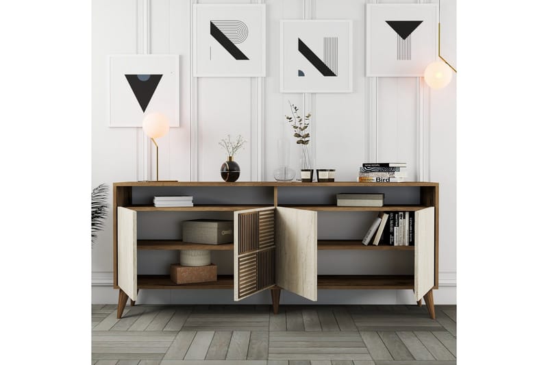 Lissione Konsolbord 180 cm - Valnød/Beige - Møbler - Borde - Aflastningsbord - Entrébord