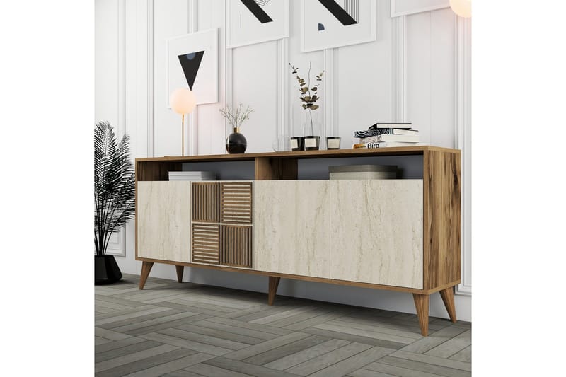 Lissione Konsolbord 180 cm - Valnød/Beige - Møbler - Borde - Aflastningsbord - Entrébord