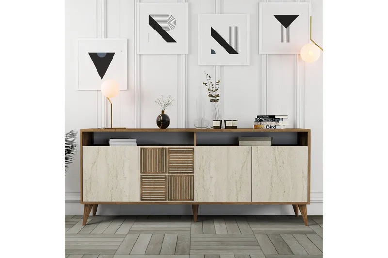 Lissione Konsolbord 180 cm - Valnød/Beige - Møbler - Borde - Aflastningsbord - Entrébord