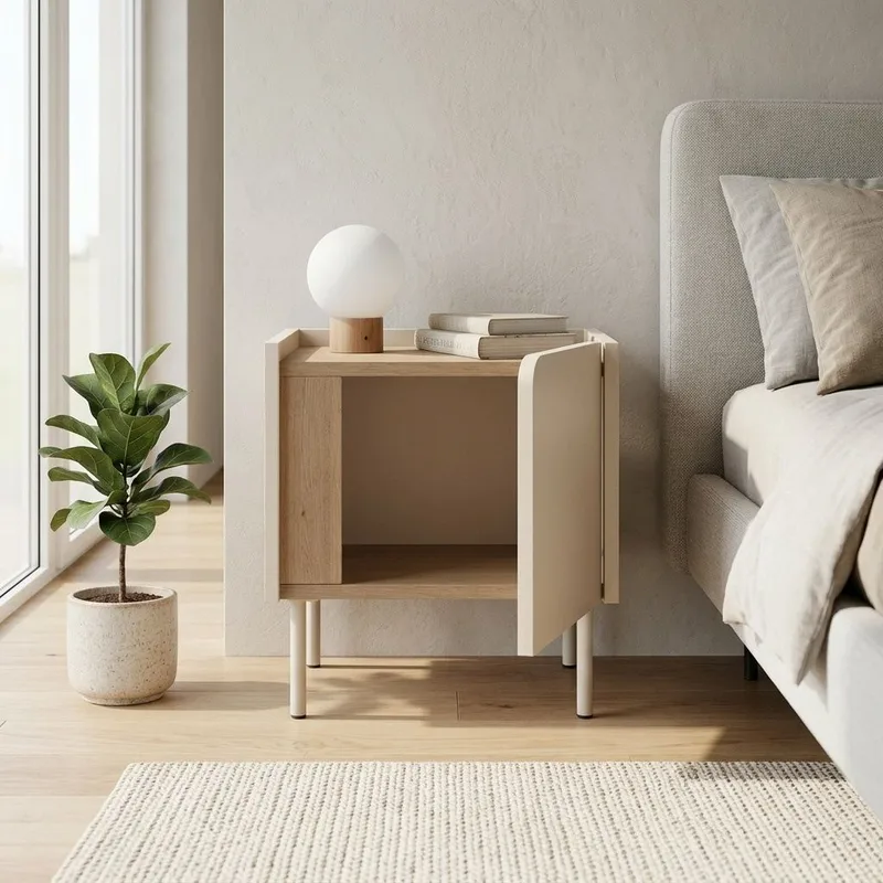 Lomar Natbord 45,5x47,8x35 cm - Natur eg sandsten - Møbler - Borde - Aflastningsbord - Sengebord