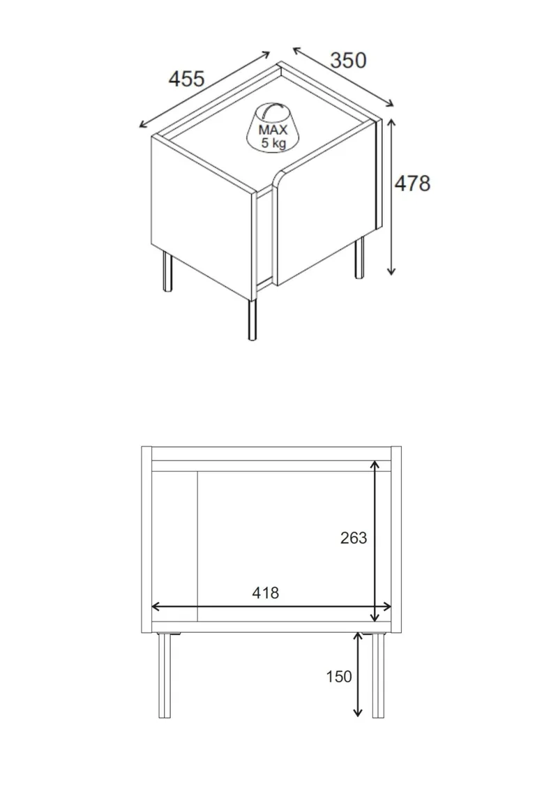 Lomar Natbord 45,5x47,8x35 cm - Natur eg sandsten - Møbler - Borde - Aflastningsbord - Sengebord