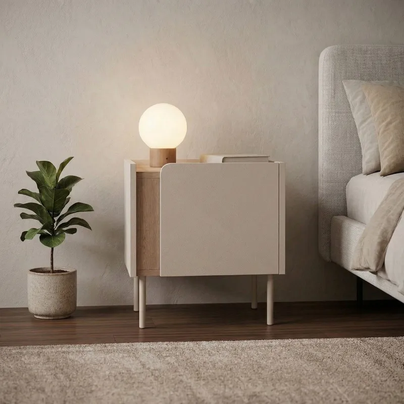 Lomar Natbord 45,5x47,8x35 cm - Natur eg sandsten - Møbler - Borde - Aflastningsbord - Sengebord