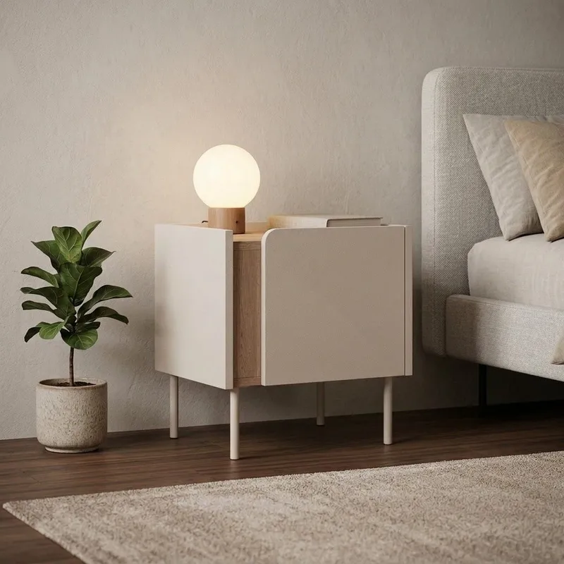 Lomar Natbord 45,5x47,8x35 cm - Natur eg sandsten - Møbler - Borde - Aflastningsbord - Sengebord