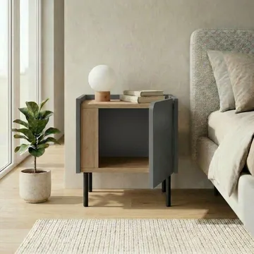 Lomar Natbord 45,5x47,8x35 cm - Natur eg/Antracit/Sort - Møbler - Borde - Aflastningsbord - Sengebord