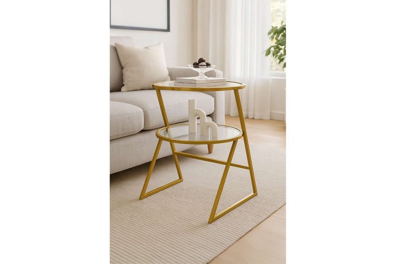 Lorigulla Sidebord 42x42 cm - Guld - Møbler - Borde - Aflastningsbord - Lampebord