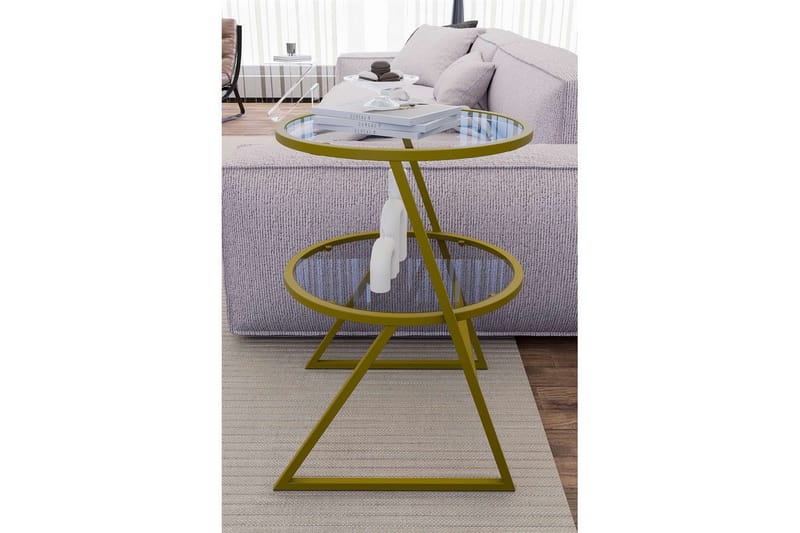 Lorigulla Sidebord 42x42 cm - Guld - Møbler - Borde - Aflastningsbord - Lampebord