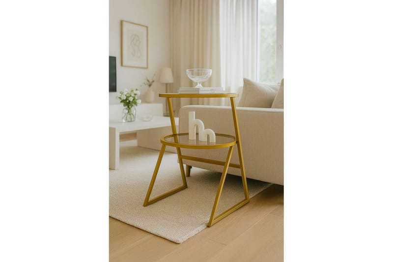 Lorigulla Sidebord 42x42 cm - Guld - Møbler - Borde - Aflastningsbord - Lampebord