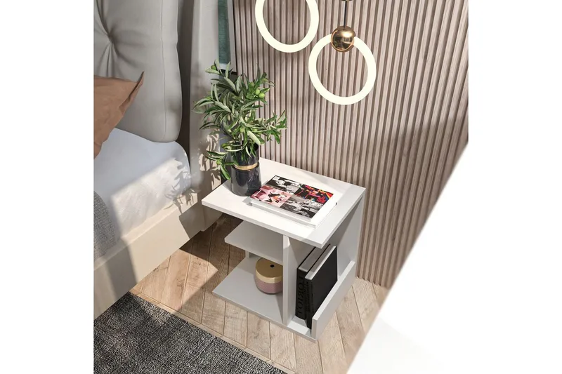 Lorik Natbord 45 cm - Hvid - Møbler - Borde - Aflastningsbord - Sengebord