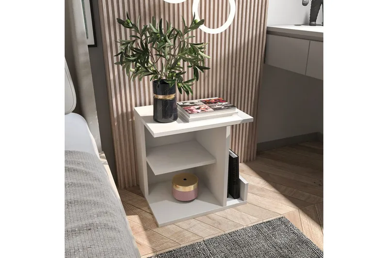 Lorik Natbord 45 cm - Hvid - Møbler - Borde - Aflastningsbord - Sengebord