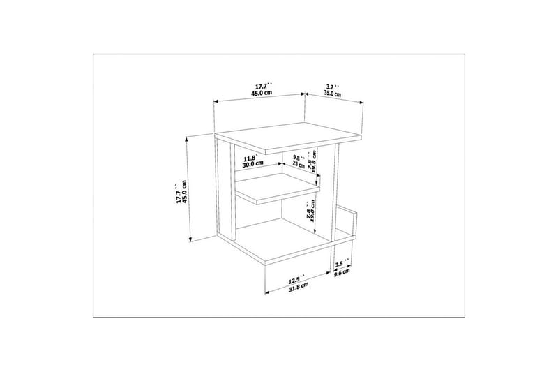 Lorik Natbord 45 cm - Hvid - Møbler - Borde - Aflastningsbord - Sengebord
