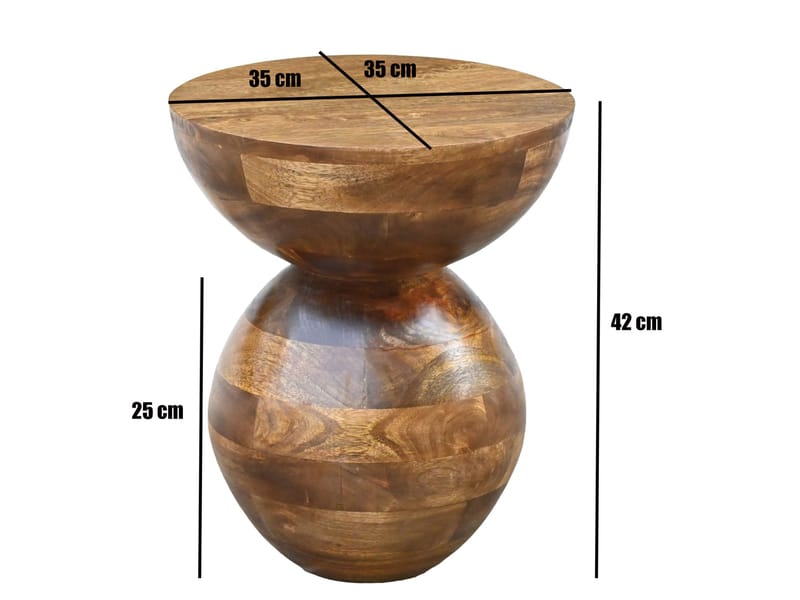 Malren rundt sidebord 35 cm i massivt mangotræ - natur - Møbler - Borde - Aflastningsbord - Konsolbord & sidebord