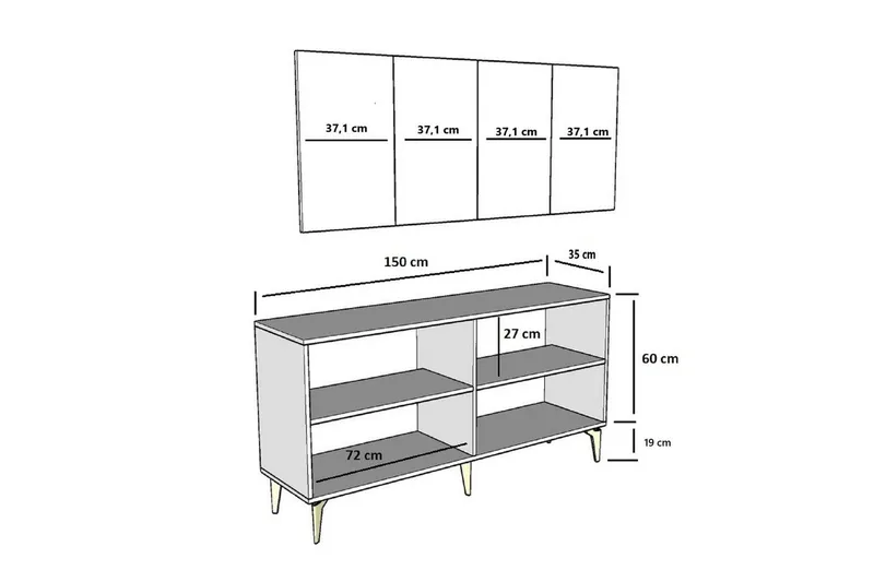 Maren Konsolbord 150 cm - Eg/Hvid - Møbler - Borde - Aflastningsbord - Entrébord
