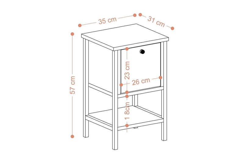 Matar Sidebord 35 cm - Brun/Sort - Møbler - Borde - Aflastningsbord - Lampebord