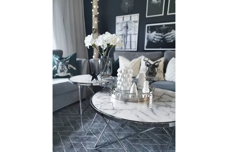 Meerah skænk Marble effekt, Hvid
