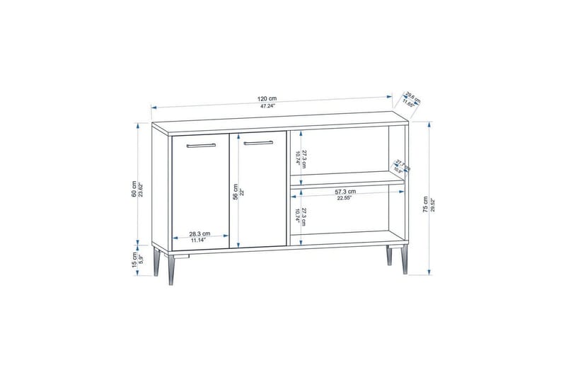 Merion Konsolbord 120 cm - Eg/Hvid - Møbler - Borde - Aflastningsbord - Entrébord