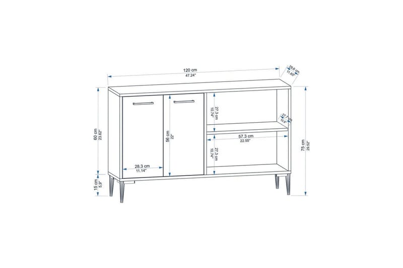 Merion Konsolbord 120 cm - Eg/Hvid - Møbler - Borde - Aflastningsbord - Entrébord