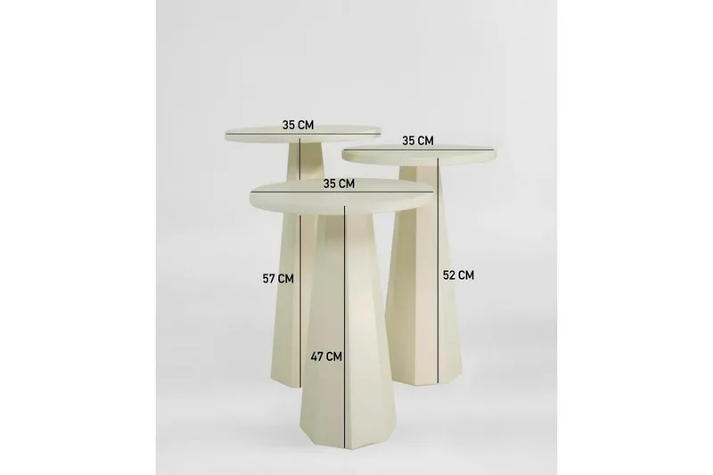 Miu Sæt borde 35 cm - Creme - Møbler - Borde - Aflastningsbord - Indskudsborde