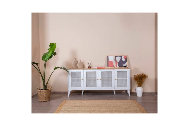 Mjudi Konsolbord 80 cm - Mellemfarvet træ/Hvid - Møbler - Borde - Aflastningsbord - Entrébord