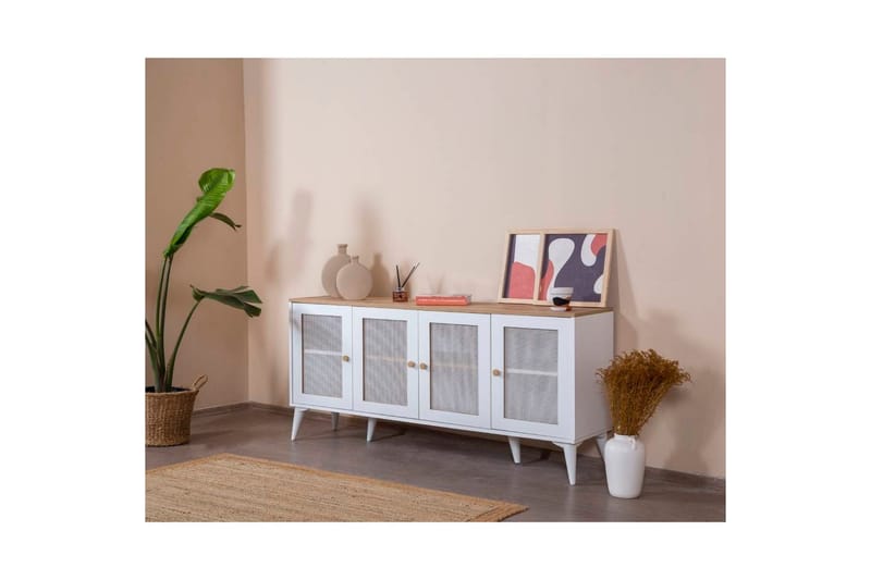 Mjudi Konsolbord 80 cm - Mellemfarvet træ/Hvid - Møbler - Borde - Aflastningsbord - Entrébord