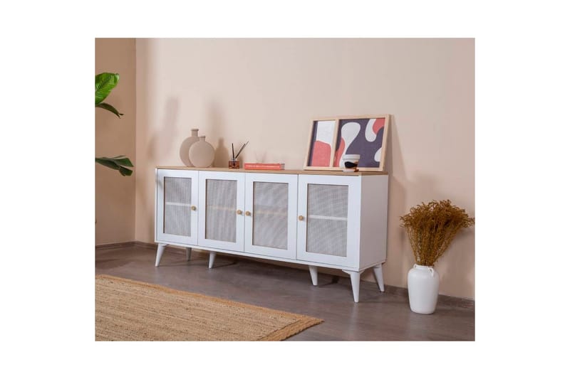 Mjudi Konsolbord 80 cm - Mellemfarvet træ/Hvid - Møbler - Borde - Aflastningsbord - Entrébord