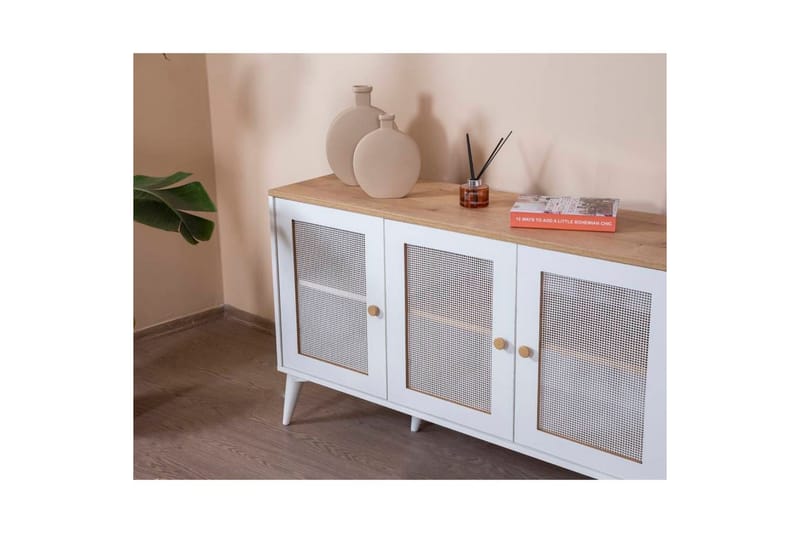 Mjudi Konsolbord 80 cm - Mellemfarvet træ/Hvid - Møbler - Borde - Aflastningsbord - Entrébord