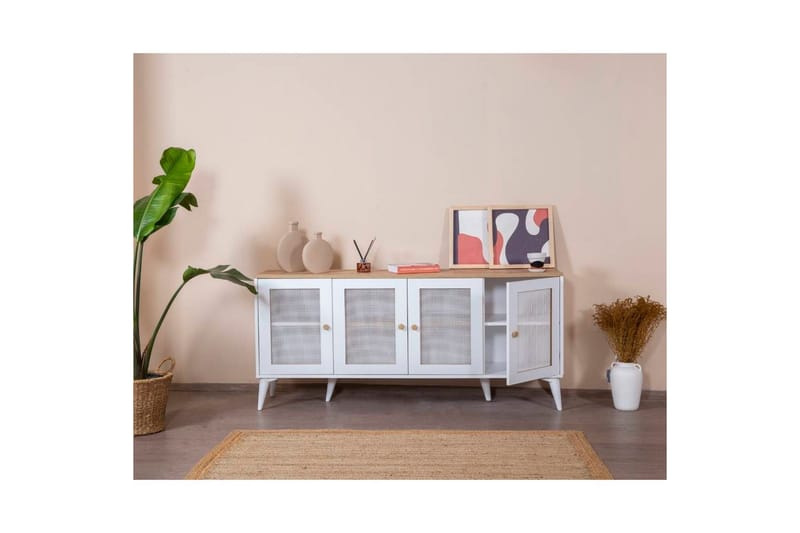 Mjudi Konsolbord 80 cm - Mellemfarvet træ/Hvid - Møbler - Borde - Aflastningsbord - Entrébord