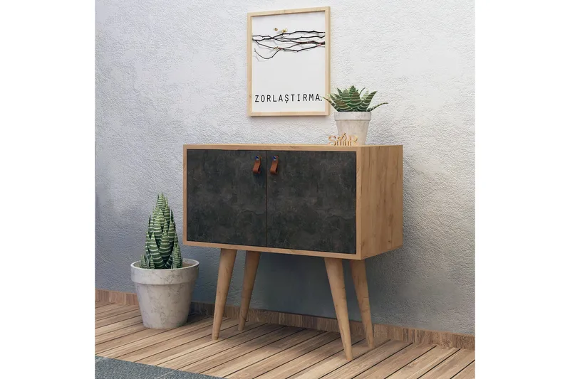 Mod Design skænk Læder beslag - Grå / træ - Opbevaring - Opbevaringsmøbler - Skænke & sideboards