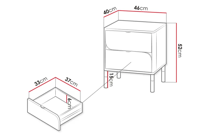 Monfort Natbord 46 cm - Beige - Møbler - Borde - Aflastningsbord - Sengebord