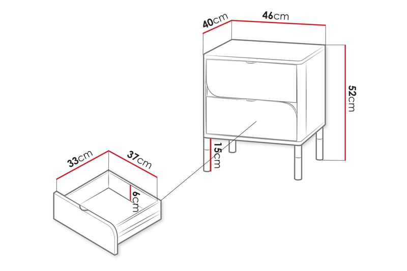 Monfort Natbord 46 cm - Beige - Møbler - Borde - Aflastningsbord - Sengebord