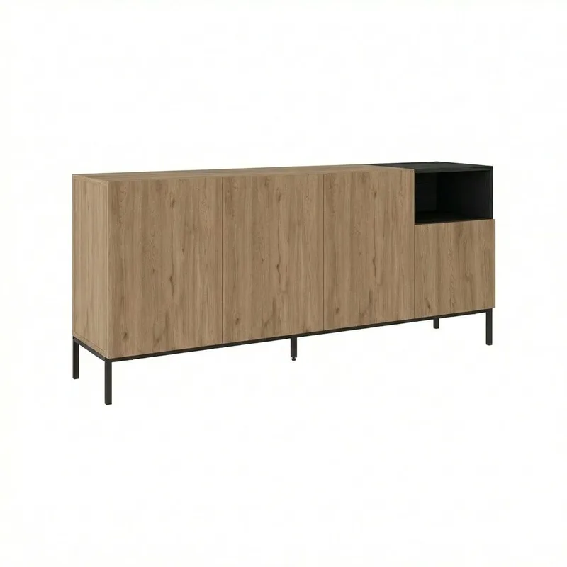 Morlen Konsol 180x80x41,8 cm - Natural Oak, Wood Black, Sandstone - Møbler - Borde - Aflastningsbord - Entrébord
