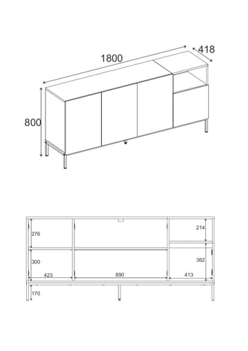 Morlen Konsol 180x80x41,8 cm - Sandstone, Natural Oak, Black - Møbler - Borde - Aflastningsbord - Entrébord