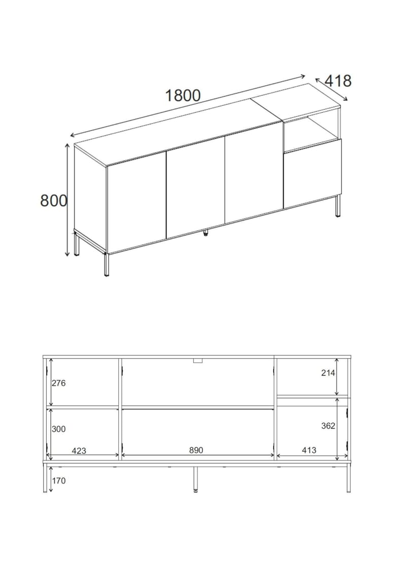 Morlen Konsol 180x80x41,8 cm - Sandstone, Natural Oak, Black - Møbler - Borde - Aflastningsbord - Entrébord