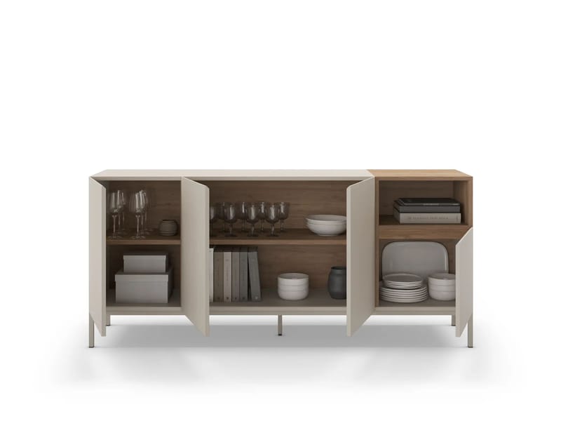 Morlen Konsol 180x80x41,8 cm - Sandstone og naturlig eg - Møbler - Borde - Aflastningsbord - Entrébord