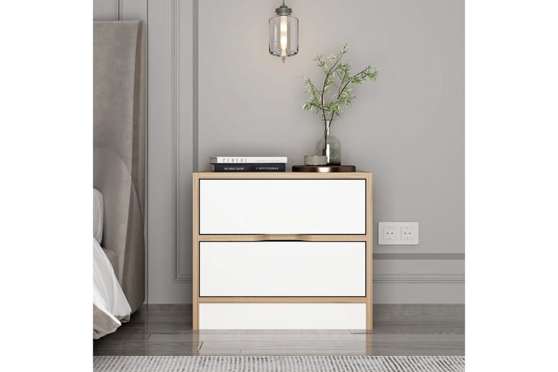 Munna Natbord 54 cm - Valnød/Hvid - Møbler - Borde - Aflastningsbord - Sengebord