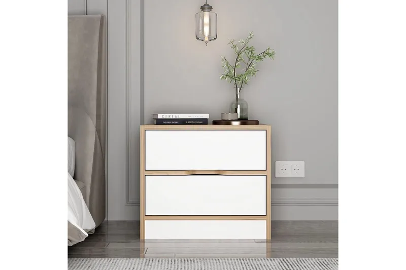 Munna Natbord 54 cm - Valnød/Hvid - Møbler - Borde - Aflastningsbord - Sengebord