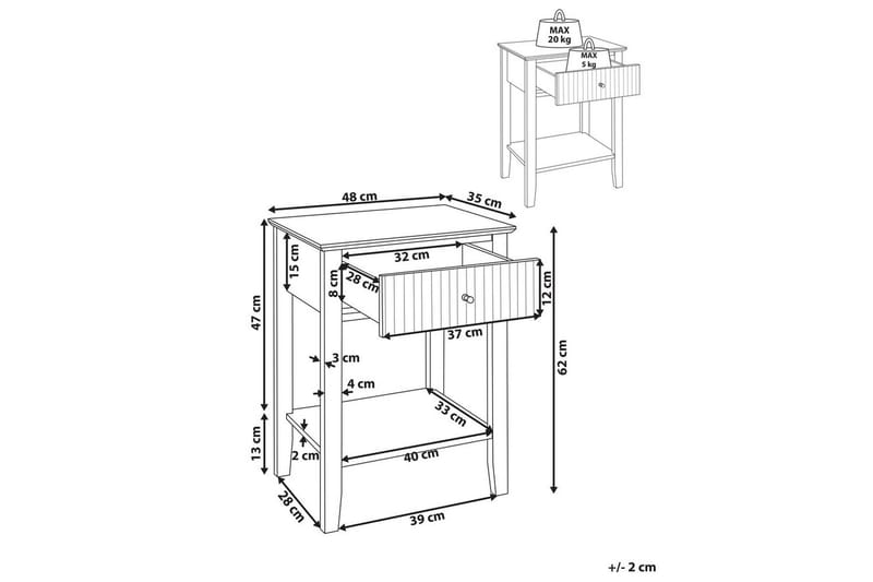 Natbord Assisi med opbevaringsskuffe - Møbler - Borde - Aflastningsbord - Sengebord