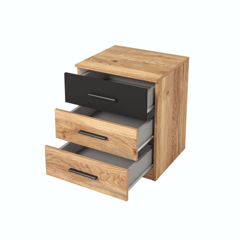 Natbord Beta med 3 skuffer - Mauvella Eg - Møbler - Borde - Aflastningsbord - Sengebord