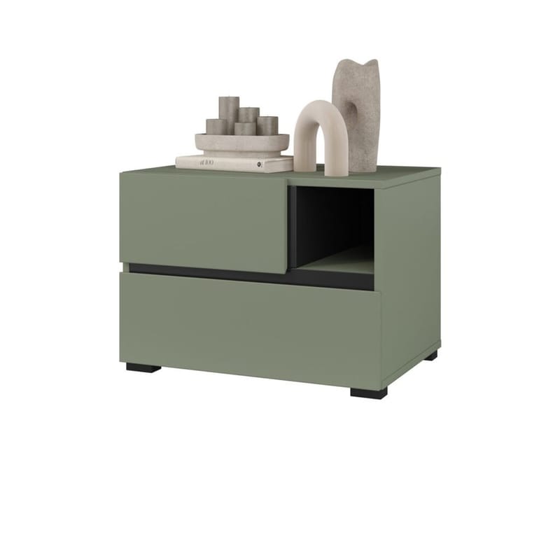 Natbord Cross S med 2 skuffer - Grøn - Møbler - Borde - Aflastningsbord - Sengebord