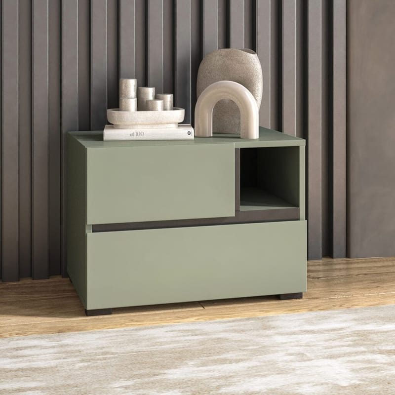 Natbord Cross S med 2 skuffer - Grøn - Møbler - Borde - Aflastningsbord - Sengebord