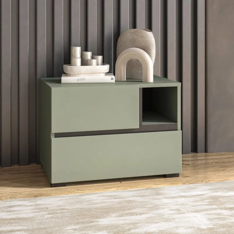 Natbord Cross S med 2 skuffer - Grøn - Møbler - Borde - Aflastningsbord - Sengebord