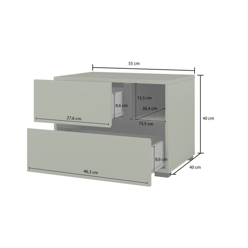Natbord Cross S med 2 skuffer - Grøn - Møbler - Borde - Aflastningsbord - Sengebord