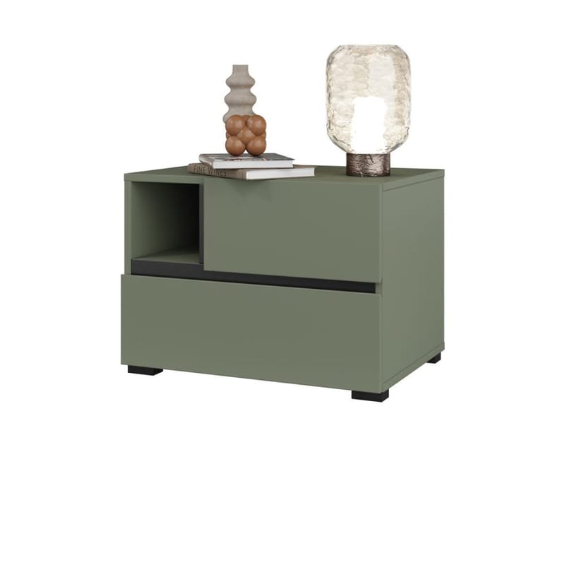 Natbord Cross S med 2 skuffer - Grøn - Møbler - Borde - Aflastningsbord - Sengebord