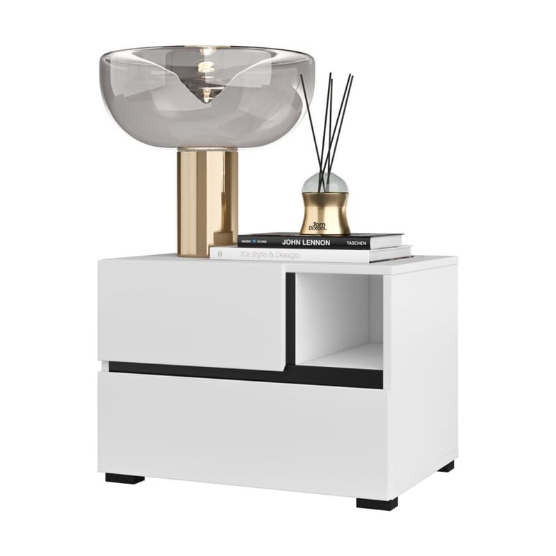 Natbord Cross S med 2 skuffer - Hvid - Møbler - Borde - Aflastningsbord - Sengebord