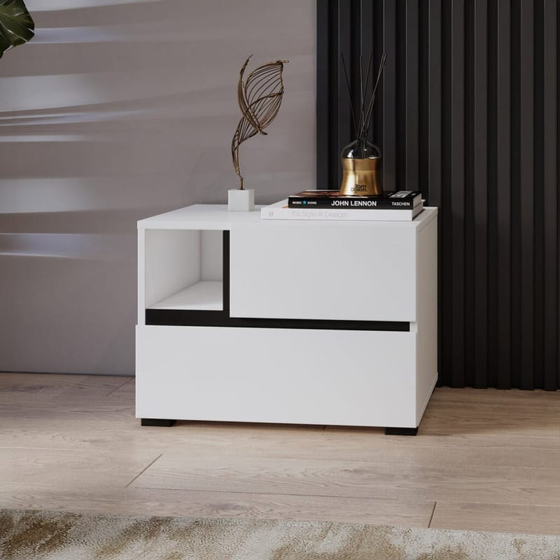 Natbord Cross S med 2 skuffer - Hvid - Møbler - Borde - Aflastningsbord - Sengebord