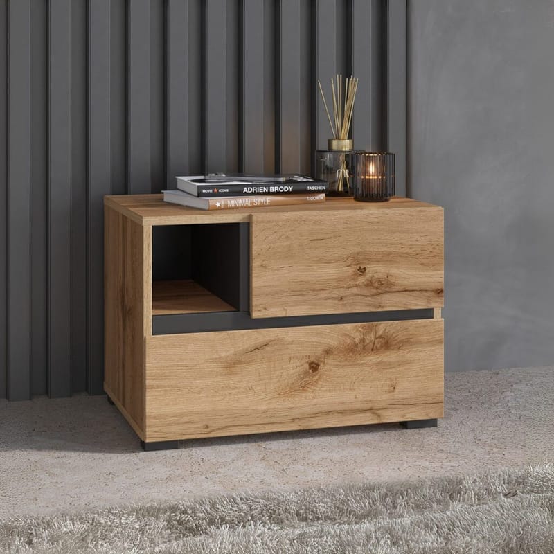 Natbord Cross S med 2 skuffer - Wotan Eg - Møbler - Borde - Aflastningsbord - Sengebord